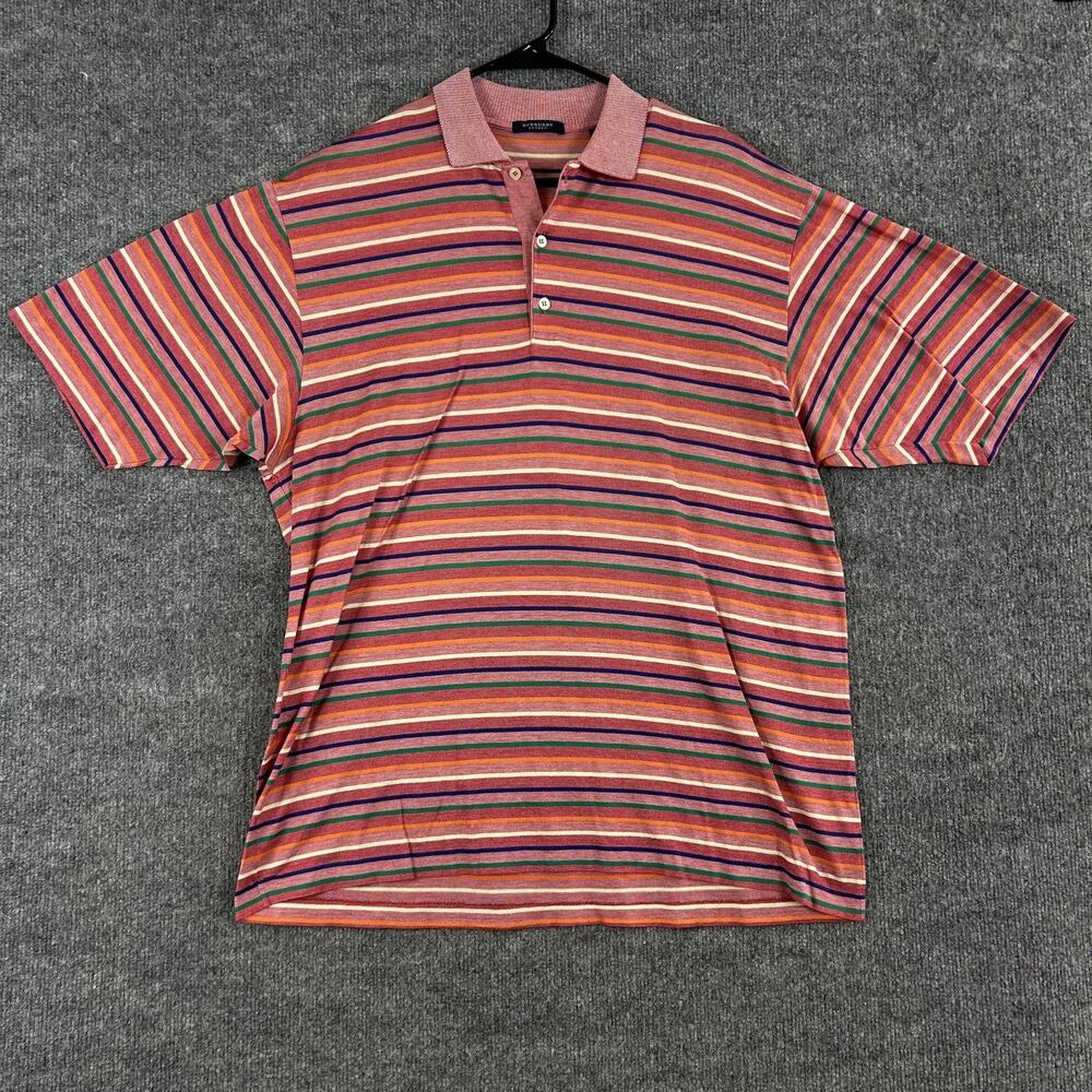 Burberry London Shirt Mens Large Striped Polo Multicolor Italy Luxury Preppy